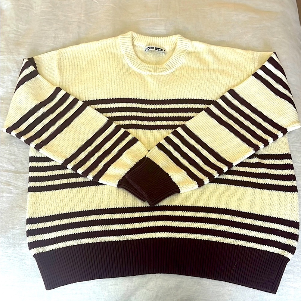 Ciao Lucia Cream/Maroon Striped Sweater size M